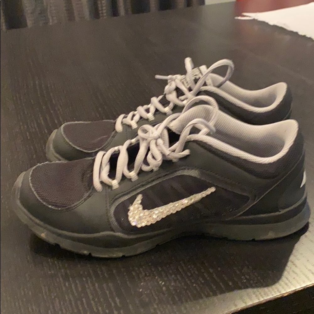 Nike black bling rhinestone tennis shoe sneaker 75